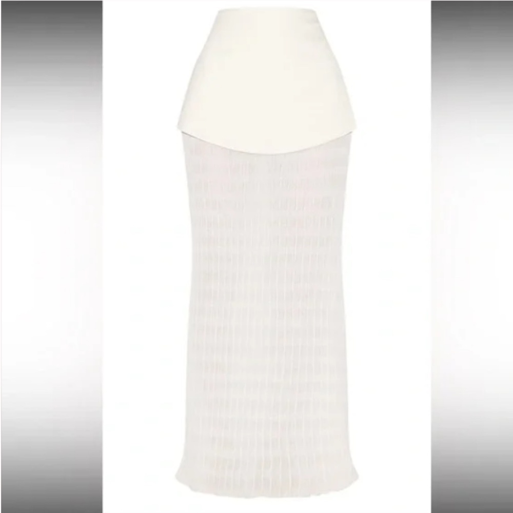 NWT PrettyLittleThing ALMOND OVERLAY DETAIL TEXTURED WOVEN MAXI SKIRT Size 4 - Picture 4 of 7